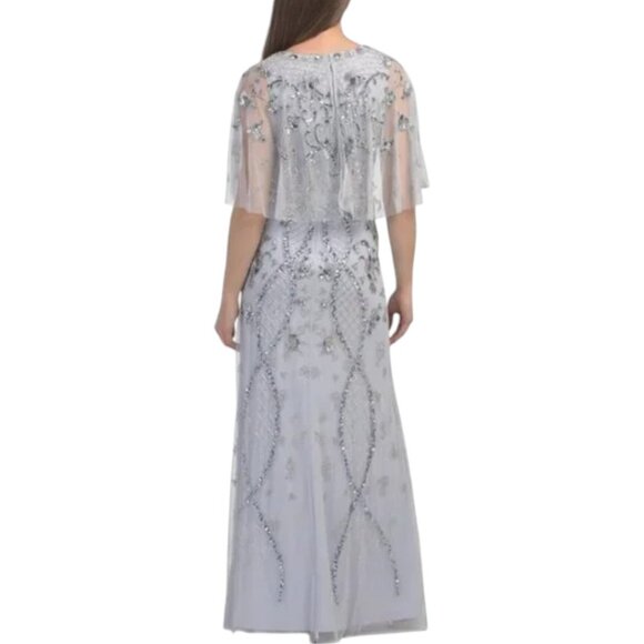 ADRIANNA PAPELL Serenity Flutter Sleeve Beaded Gown - Picture 2 of 2